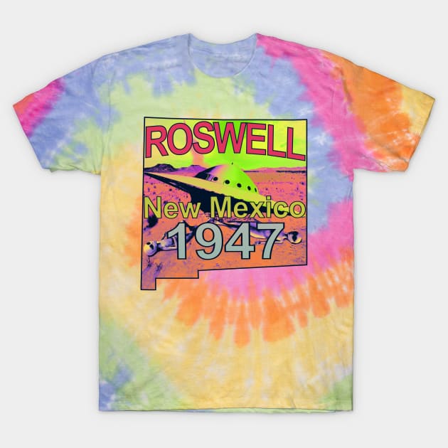 Roswell New Mexico 1947 UFO Aliens Trippy Psychedelic Tie Dye T-Shirt by blueversion